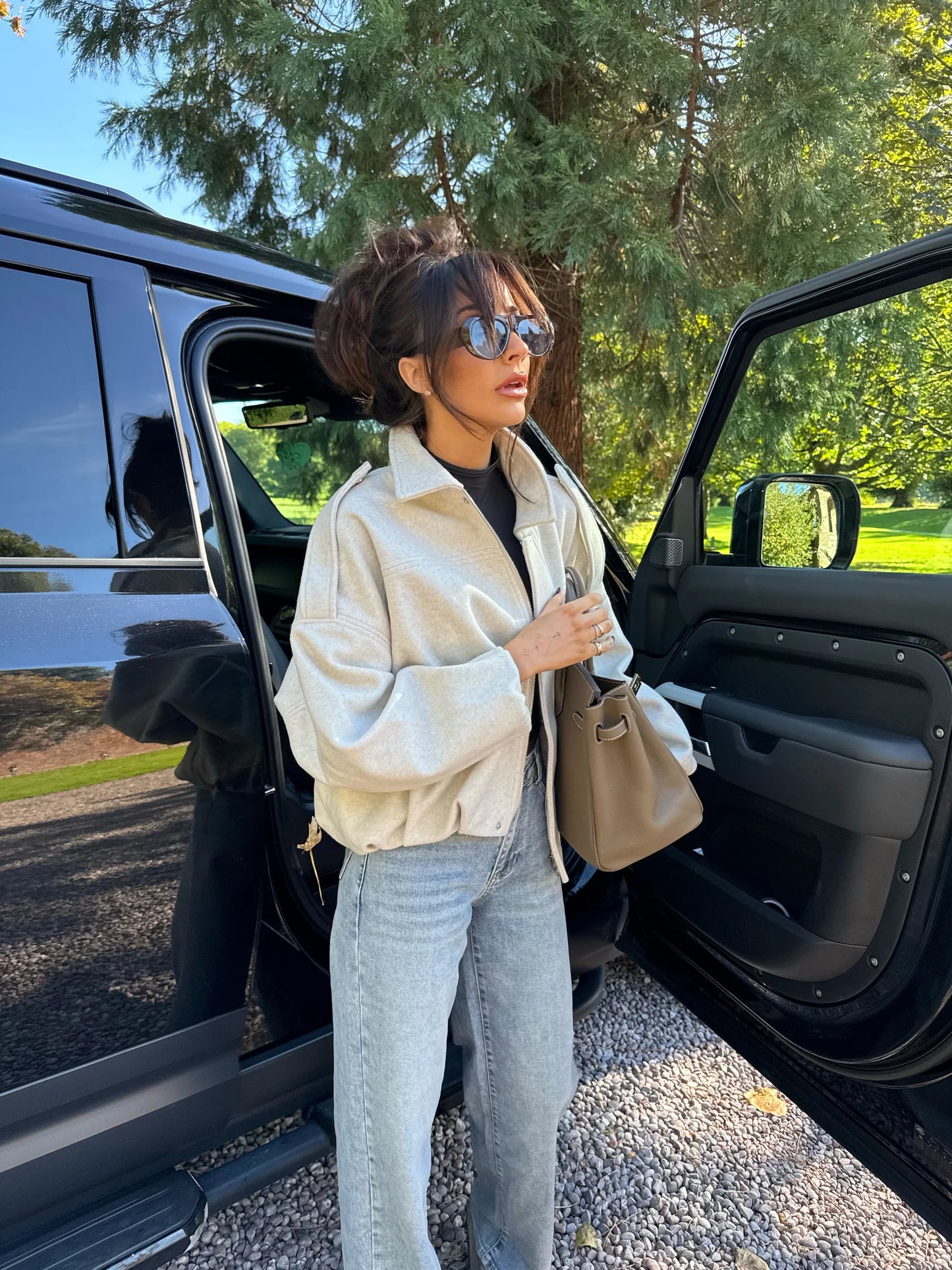 Zip Up Bomber Jacket In Oat