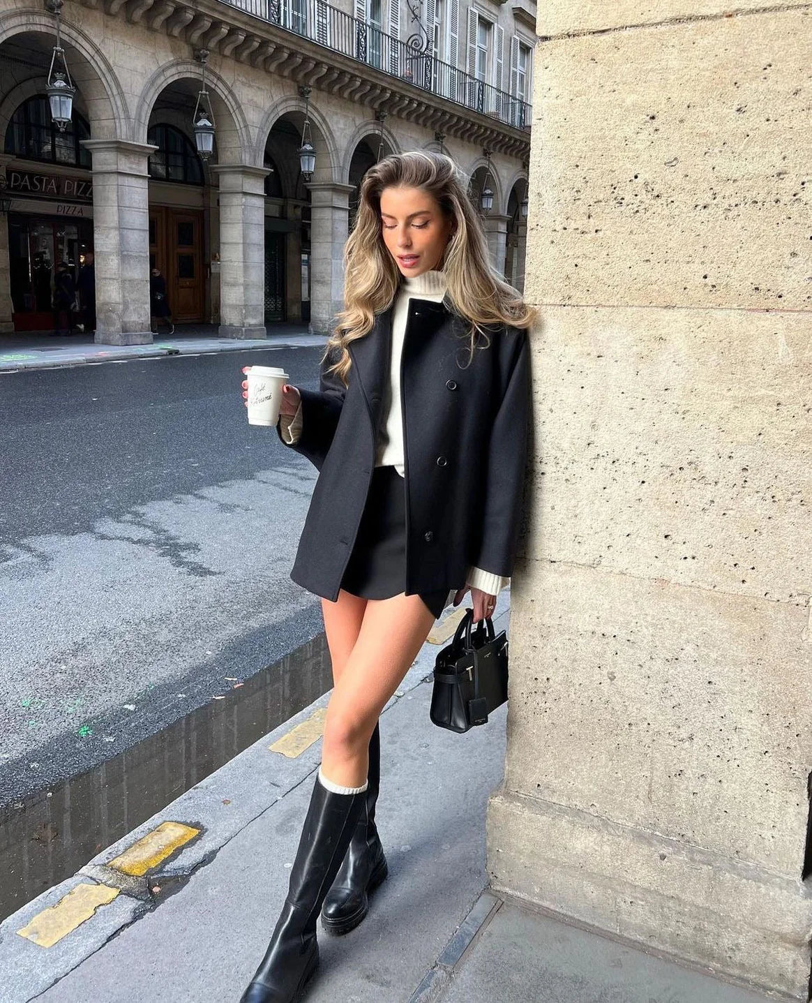 Trendy oversized wool jacket