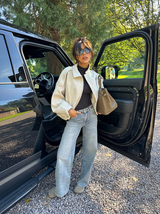 Zip Up Bomber Jacket In Oat