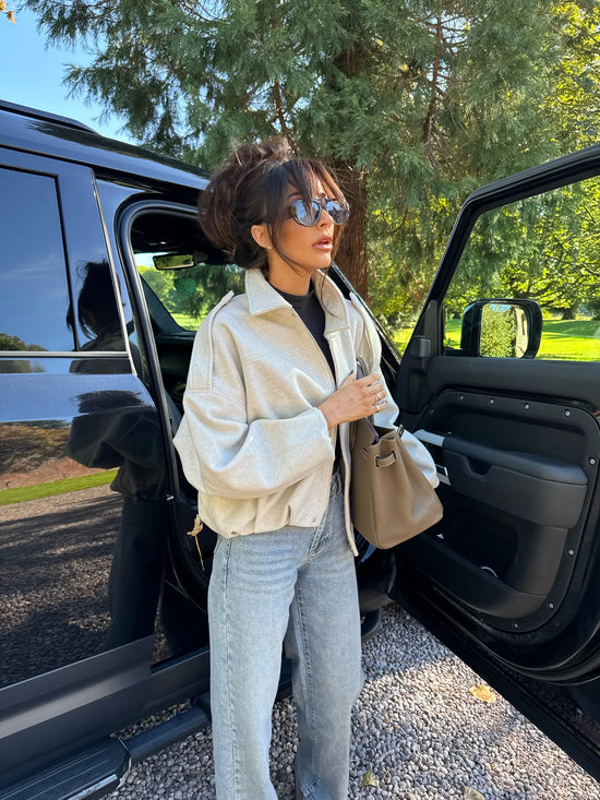 Zip Up Bomber Jacket In Oat